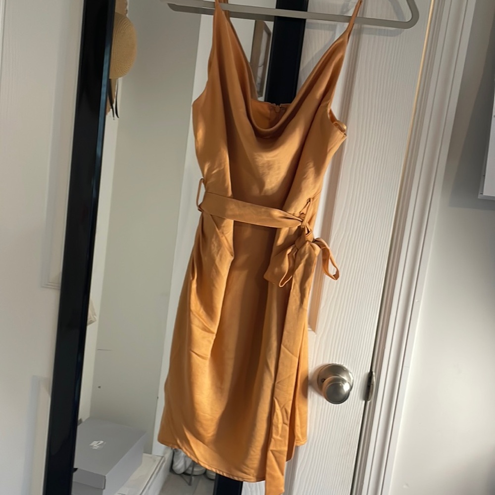 Firestar Yellow Cowl Neck Cocktail Dress